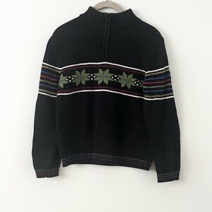 Black and Multi Colored Cotton Sweater, Kid’s Size 10
